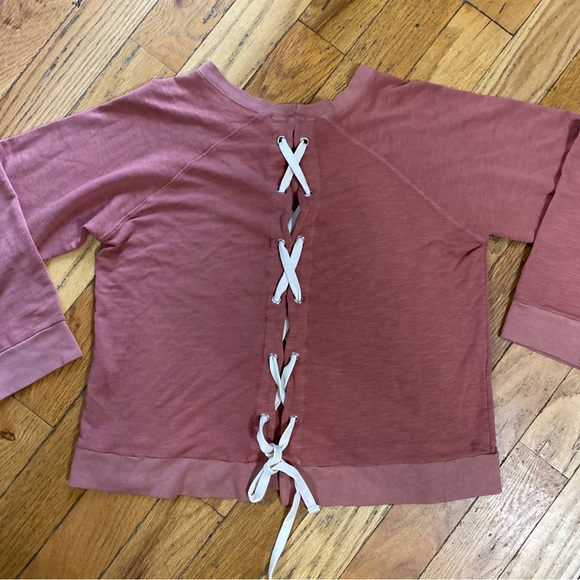 Monrow Terracotta Super Soft Lace Up Tie Back Sweatshirt Size L - Picture 1 of 6